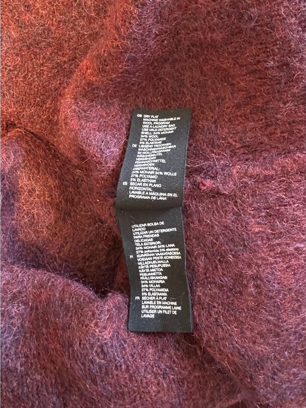 & Other Stories Oversized Mohair Blend Relaxed Fit Burgundy Sweater - Size: S - Picture 6 of 6